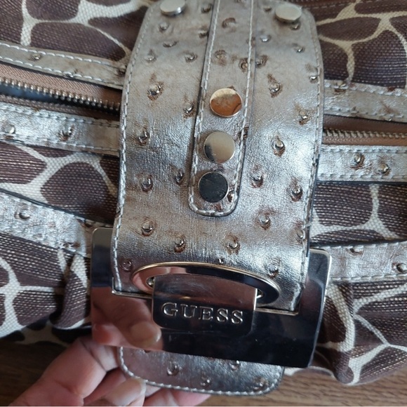 VINTAGE Y2K GUESS GIRAFFE PRINT SHOULDER BAG - Picture 2 of 8